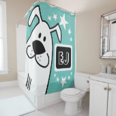 パーソナライズされたイニシャル白黒の犬 シャワーカーテン (インサイチュ)