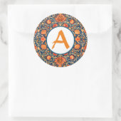 パーソナライズされたイニシャル ウィリアム・モリス ラウンド ステッカー (バッグ)