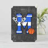 パーソナライズされたイニシャル バスケットボール 文字 M 招待状 (スタンド正面)