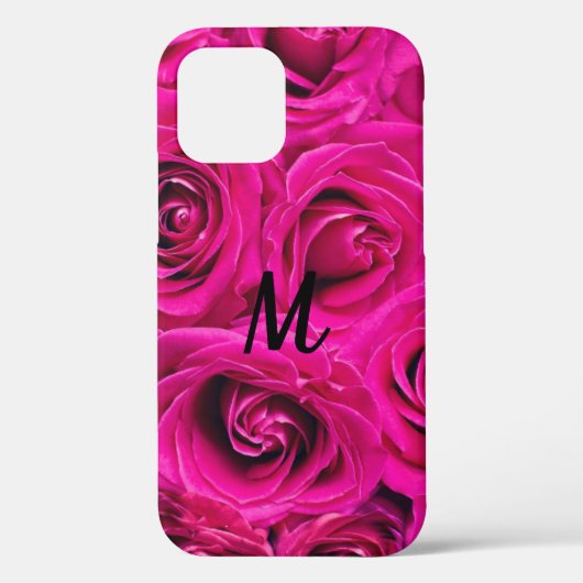 パーソナライズされたイニシャル ピンクのバラ ケースメイト iPhone Case-Mate iPhoneケース (裏面)