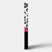 パーソナライズされたイニシャル、ピンク、黒のダマスクパターン Case-Mate iPhoneケース (裏面 / 左)