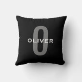 パーソナライズされたイニシャル ブラック グレー ホワイト 名前 クッション (裏面)