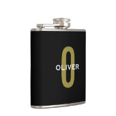 パーソナライズされたイニシャル ブラック ゴールド ホワイト 名前 フラスク (右)