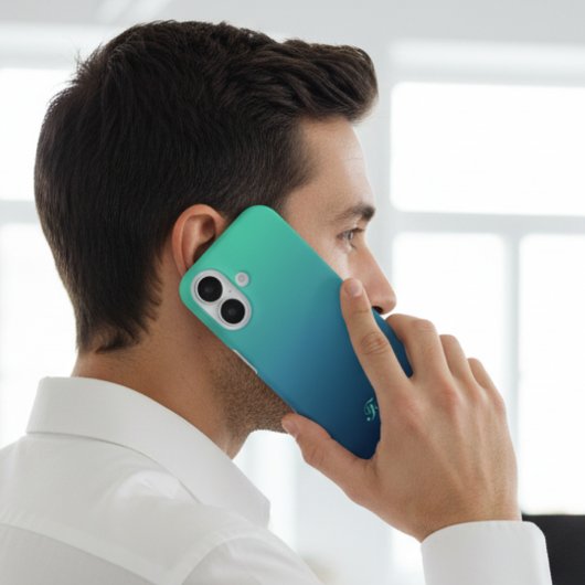 パーソナライズされたイニシャル ブルー グラデーション iPhone ケース Case-Mate iPhoneケース