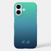 パーソナライズされたイニシャル ブルー グラデーション iPhone ケース Case-Mate iPhoneケース (裏面)