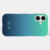 パーソナライズされたイニシャル ブルー グラデーション iPhone ケース Case-Mate iPhoneケース (裏面 (横))