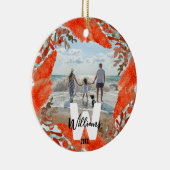 パーソナライズされたイニシャル・名称・年度赤珊瑚 セラミックオーナメント (右)