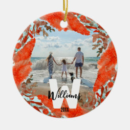 パーソナライズされたイニシャル・名称・年度赤珊瑚 セラミックオーナメント