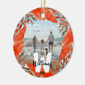 パーソナライズされたイニシャル・名称・年度赤珊瑚 セラミックオーナメント (左)