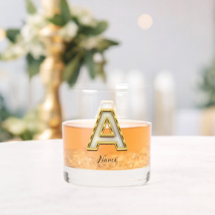 パーソナライズされたイニシャルAモノグラム金ゴールドタイポグラフィ ウイスキーグラス