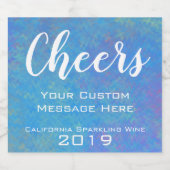 パーソナライズされたイベントブルーマーリーアート スパークリングワインラベル (シングルラベル)