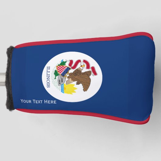 パーソナライズされたイリノイ州旗の表示 ゴルフヘッドカバー (正面)