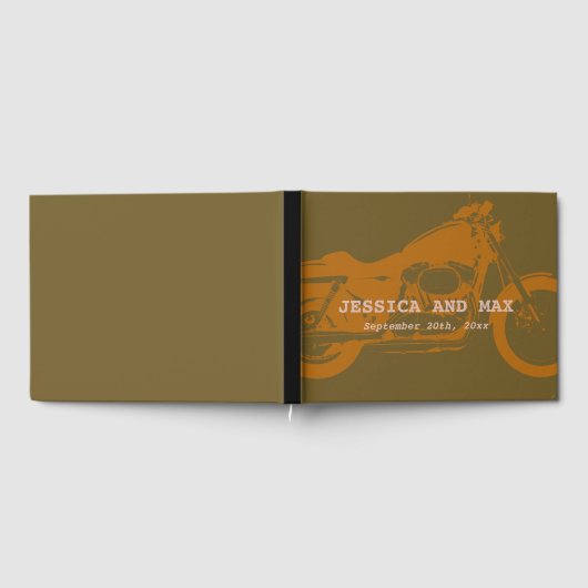 パーソナライズされたインスパイアバイクもしくは自転車に乗る人結婚s ゲストブック (全面)