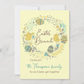 パーソナライズされたイースターの花輪 イースターのブランチ 卵の宝探し 招待状 (正面)