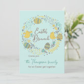パーソナライズされたイースターの花輪 イースターの朝食 エッグハント 招待状 (スタンド正面)