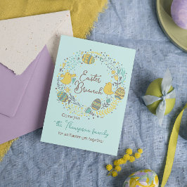 パーソナライズされたイースターの花輪 イースターの朝食 エッグハント 招待状