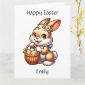 パーソナライズされたイースターバニー+カラーリングページキッド カード (黄色い花)