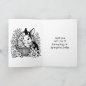 パーソナライズされたイースターバニー+カラーリングページキッド カード (内部)