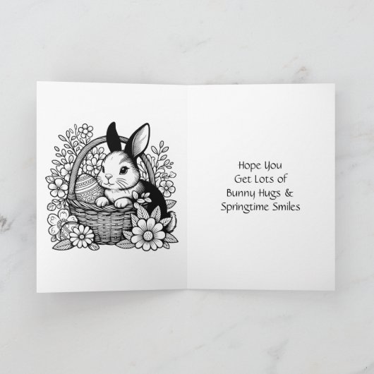 パーソナライズされたイースターバニー+カラーリングページキッド カード (内部)