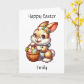 パーソナライズされたイースターバニー+カラーリングページキッド カード (黄色い花)