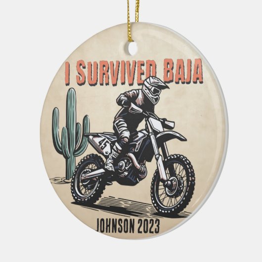 パーソナライズされたイ生き延びバハ砂漠モトクロス セラミックオーナメント (左)