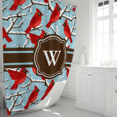 パーソナライズされたウィンターカーディナル シャワーカーテン