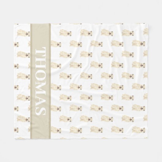 パーソナライズされたウィートン・テリア タン&ホワイト フリースブランケット (正面(横))