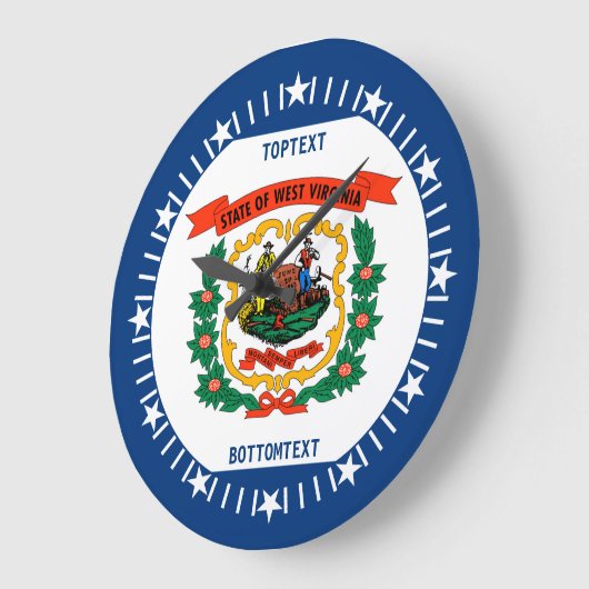 パーソナライズされたウェストバージニア州旗のデザイン ラージ壁時計 (傾斜)