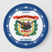 パーソナライズされたウェストバージニア州旗のデザイン ラージ壁時計 (正面)