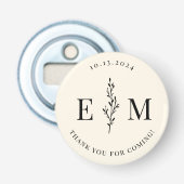 パーソナライズされたウェディングギフト エレガントなボタン 栓抜き (正面)