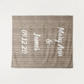 パーソナライズされたウェディングバックドロップ木製背景 タペストリー (正面(横))