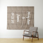 パーソナライズされたウェディングバックドロップ木製背景 タペストリー (インサイチュ(横))