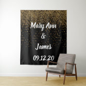 パーソナライズされたウェディングバックドロップ ピンクゴールドライト タペストリー (インサイチュ)