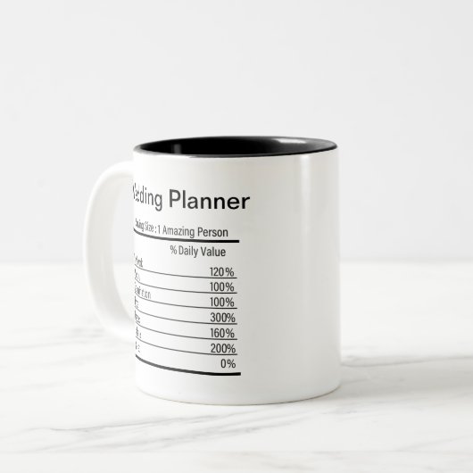 パーソナライズされたウェディングプランナー栄養事実 ツートーンマグカップ (正面左)