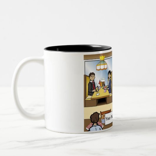 パーソナライズされたウエートレスカジュアルダイニング ツートーンマグカップ (左)