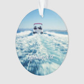 パーソナライズされたウォータースポーツ スピードボートの写真 オーナメント (正面)