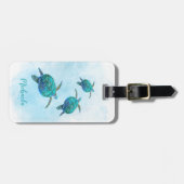 パーソナライズされたウミガメ海水色 ラゲッジタグ (正面横)