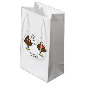 パーソナライズされたウンチ絵文字ラブカップル スモールペーパーバッグ (裏面アングル)
