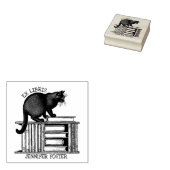 パーソナライズされたエクスリブリス、ヴィンテージ猫の本 ラバースタンプ (押印)