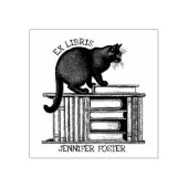 パーソナライズされたエクスリブリス、ヴィンテージ猫の本 ラバースタンプ (インプリント)