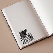 パーソナライズされたエクスリブリス、ヴィンテージ猫の本 ラバースタンプ