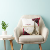 パーソナライズされたエッフェルタワー金ゴールドホワイトマーブルバラ クッション (椅子)