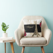 パーソナライズされたエッフェルタワー金ゴールドホワイトマーブルバラ クッション (椅子)