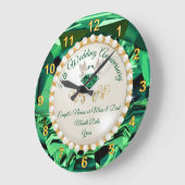 パーソナライズされたエメラルド結婚の記念日の贈り物 ラージ壁時計 (傾斜)