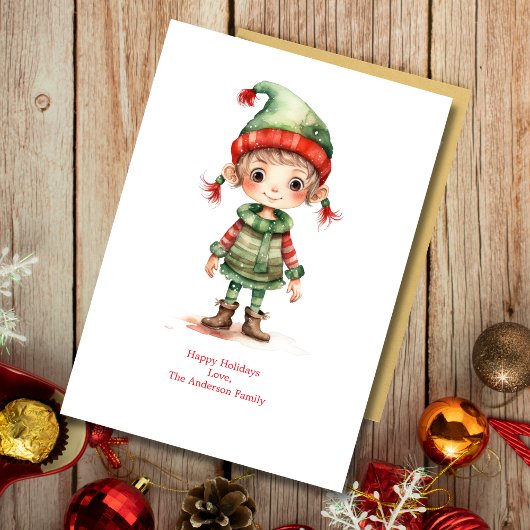 パーソナライズされたエルフのクリスマスカード シーズンカード
