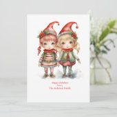 パーソナライズされたエルフのクリスマスカード  ホリデーシーズンに シーズンカード (スタンド正面)