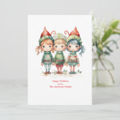 パーソナライズされたエルフのクリスマスカード  ホリデーシーズンに シーズンカード (スタンド正面)