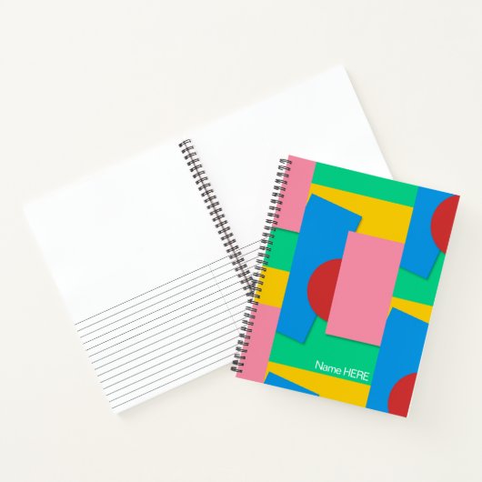 パーソナライズされたエレガントおもしろいシェイプとカラーアートレッド ノートブック (内部)