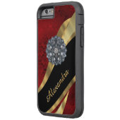 パーソナライズされたエレガントかわいらし赤ダマスク Case-Mate iPhoneケース (裏面左)