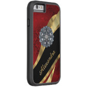 パーソナライズされたエレガントかわいらし赤ダマスク Case-Mate iPhoneケース (裏面/右)